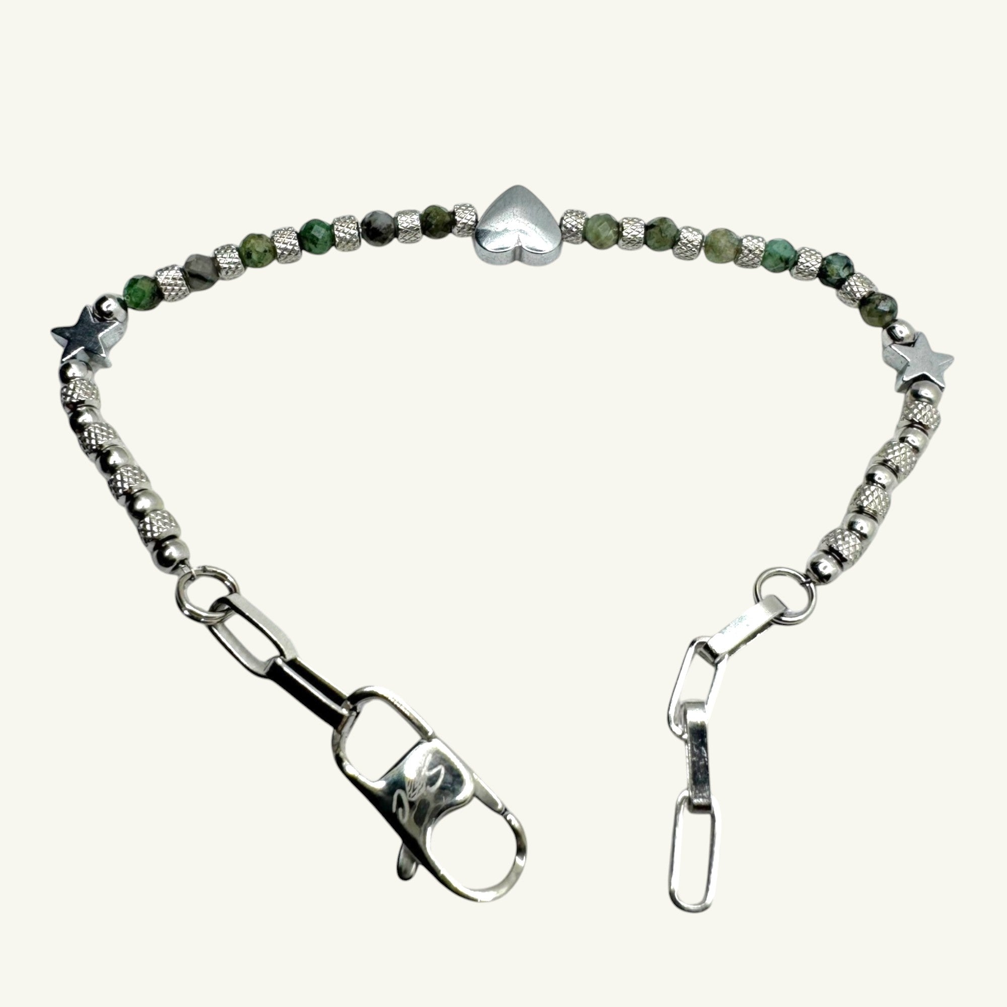 Bracciale smeraldo con cuore e stelle Sharifa Crystals